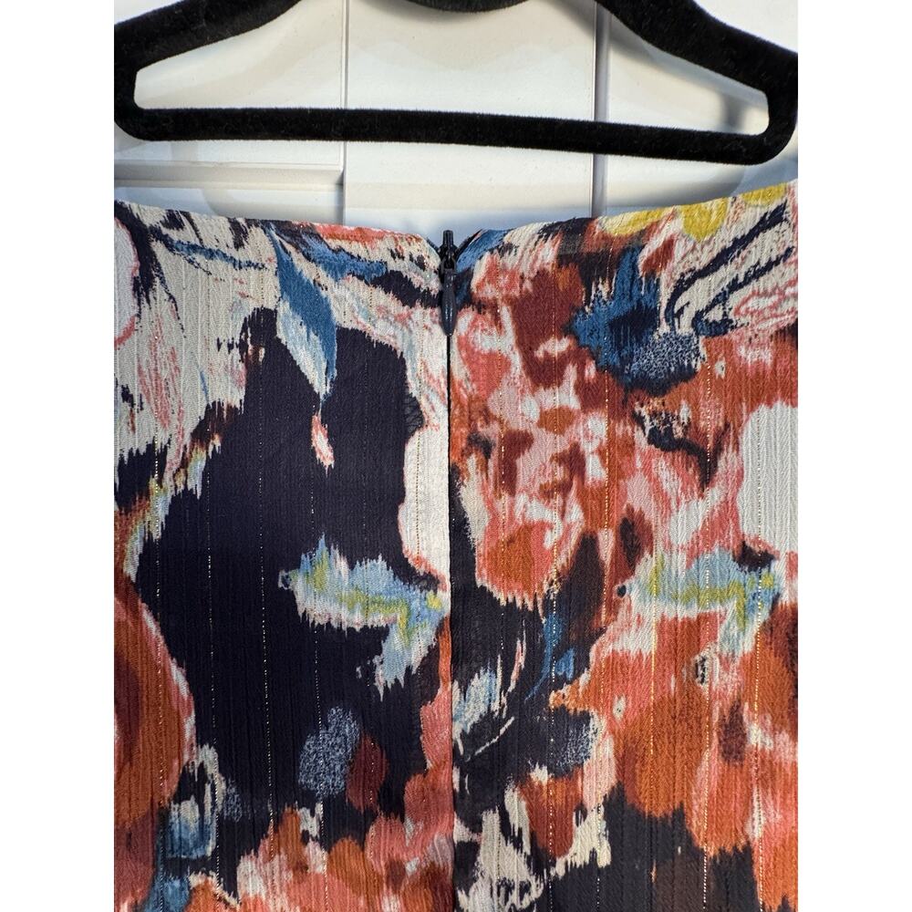 Donna Ricco Floral Dress Size 14 Fit & Flare Pleated Midi Wedding Guest Cocktail - Picture 9 of 12